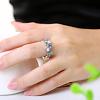 Graceful Brass Colorful Czech Rhinestone Finger Rings for Women RJEW-BB02271-6B-5