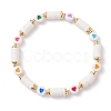 Heart Pattern Heishi Beads Stretch Bracelet for Women BJEW-JB07216-1