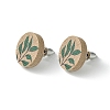 Poplar Wood Stud Earrings EJEW-G376-01C-1