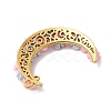 Glass Seed Beads & Resin & Alloy Flower Crescent Moon Connector Charms PALLOY-MZ00603-01-4