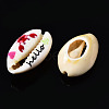 Printed Natural Cowrie Shell Beads SSHEL-N032-32-3