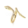 Brass Micro Pave Clear Cubic Zirconia Cuff Rings ZIRC-M117-02G-2