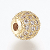 Brass Micro Pave Cubic Zirconia Beads ZIRC-E134-8mm-04G-2