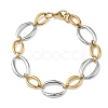 Two Tone 304 Stainless Steel Oval Link Chain Bracelets for Women BJEW-F533-02F-G-4
