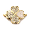 Eco-Friendly Rack Plating Brass Micro Pave Clear Cubic Zirconia Connector Charms KK-F853-26G-1