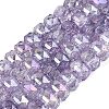 Electroplate Transparent Crackle Glass Beads Strands EGLA-Q135-01A-B07-1