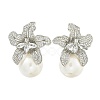 Rack Plating Brass Micro Pave Clear Cubic Zirconia Stud Earrings EJEW-H014-12P-1