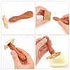 Brass Wax Seal Stamp Head & Pearwood Handle Kit AJEW-OC0002-85F-3