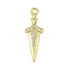 Brass Micro Pave Clear Cubic Zirconia Pendants KK-L238-14G-1
