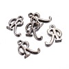 Gunmetal Plated Alloy Letter Pendants PALLOY-J718-01B-R-2