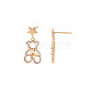 Brass Micro Pave Clear Cubic Zirconia Stud Earring Findings KK-S356-620G-NF-2