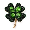 Clover Alloy Rhinestone Lapel Pins for Backpack Clothes JEWB-H032-02G-2