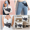 1Pair Polyester Paillette Embroidered Cloth Sew on Patches PATC-CY0001-02-5
