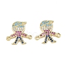 Brass Micro Pave Colorful Cubic Zirconia Connector Charms for Jewelry Making CU-CBAAA59-01G-02-1