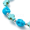 Synthetic Turquoise(Dyed) Cross & Skull Beaded Stretch Bracelet BJEW-JB08452-04-5