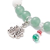 Natural Lava Rock(Dyed) & Green Aventurine Stretch Bracelet BJEW-TA00095-4