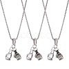 4Pcs Alloy Gloves Pendant Necklaces NJEW-UN0001-62AS-1
