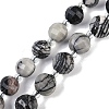 Natural Black Netstone Beads Strands G-G182-B32-03-1