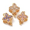 Brass Micro Pave Clear Cubic Zirconia Rotatable Box Clasps KK-U037-31G-1