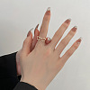 Brass Glasses Frame Open Cuff Ring for Women X-RJEW-F140-140P-4