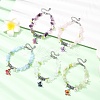 5Pcs Printed Alloy Butterfly Charm Bracelets BJEW-JB12404-1