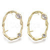 Brass Micro Pave Clear Cubic Zirconia Stud Earring Findings KK-R130-038-NF-1