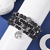 4Pcs 4 Style Natural Black Onyx & Lava Rock Beaded Stretch Bracelets Set BJEW-JB09672-2