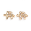 Brass Micro Pave Cubic Zirconia Letter Links X-ZIRC-I042-16G-R-1