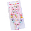 Cute Unicorn Alloy Plastic Children's Beaded Necklace & Bracelet & Cuff Ring & Clip-on Earring Jewelry Sets for Girl's FS-WGF4311-04-1