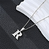 201 Stainless Steel Crystal Rhinestone Initial Pendant Necklaces FS-WG28760-12-1