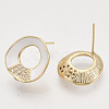 Brass Micro Pave Cubic Zirconia Stud Earring Findings KK-T054-36G-04-NF-2