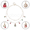 Alloy Satellite Chains Double Layer Necklace with Alloy Christmas Tree & Deer & Snowflake Charms NJEW-JN04327-1