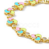 Colorful Enamel Windwill & Cubic Zirconia Link Chain Bracelet BJEW-P288-12G-2