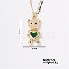 Fashionable Brass Pave Emerald Rhinestone Cable Chain Heart Bear Pendant Necklaces for Women XK4018-5-1