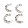 Tibetan Style Alloy Hollow Moon  2-Loop Link Pendants X-TIBEP-5312-AS-LF-3