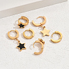 3 Pairs 201 Stainless Steel Acrylic Hoop Earrings for Women BM5587-4