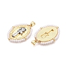 Brass with ABS Imitation Pearl Pendants KK-T070-16G-04-2