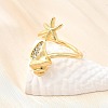 Ocean Theme Brass Micro Pave Cubic Zirconia Cuff Rings for Women RJEW-F184-17E-G-3