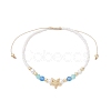 3Pcs Starfish Natural Agate & Amazonite & Shell Pearl Beads Braided Bead Bracelets for Women BJEW-JB12765-3