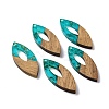 Transparent Resin & Walnut Wood Pendants RESI-N025-047A-02-3