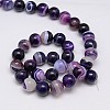 Natural Striped Agate/Banded Agate Beads Strands G-G582-10mm-05-2