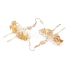 Natural Yellow Quartz Chips Dangle Earrings EJEW-S214-01A-2