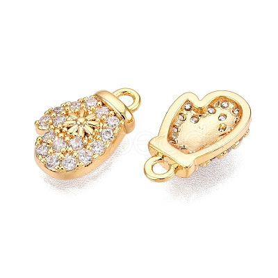 Christmas Theme Brass Micro Pave Clear Cubic Zirconia Charms KK-T073-12G-1