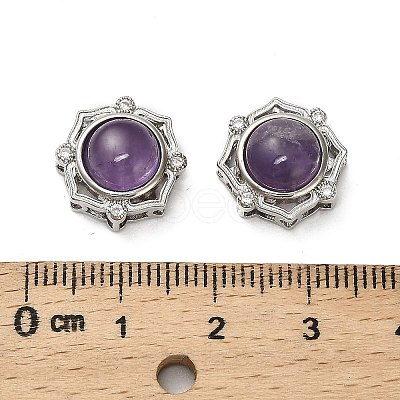 Brass Pave Natural Amethyst Multi-Strand Links KK-D366-01P-F-1