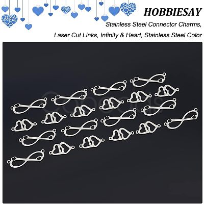 20Pcs 2 Styles 201 Stainless Steel Connector Charms FIND-HY0001-18-1