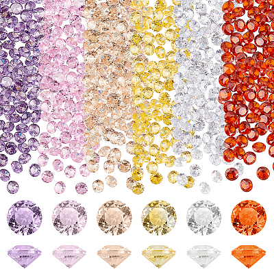 300Pcs 6 Colors Diamond Shape Grade A Cubic Zirconia Cabochons ZIRC-PH0001-43B-02-1
