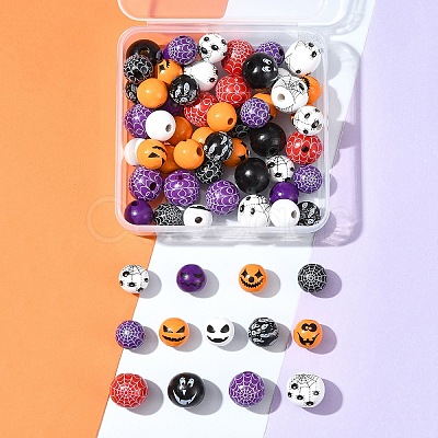 Printed Wood European Beads WOOD-FS0001-30-1