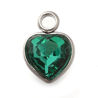 304 Stainless Steel with Rhinestone Pendants STAS-Q346-01P-08-1