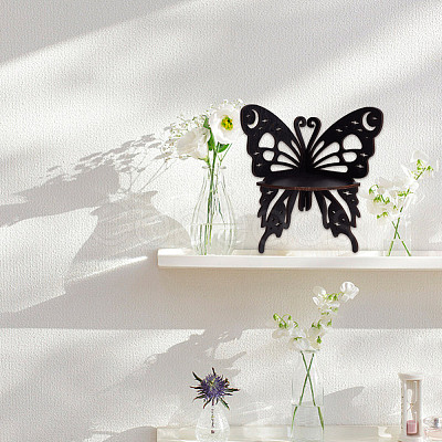 2Pcs 2 Styles Butterfly Shape Wood Candle Holder DJEW-DR0001-03-1