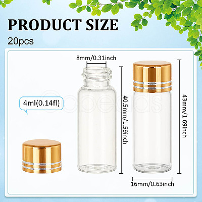 PandaHall Elite 20Pcs Glass Empty Refillable Bottle AJEW-PH0011-43-1